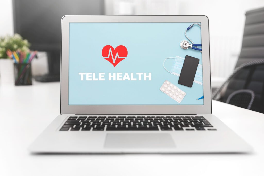 telemedicine or telehealth concept on laptop screen