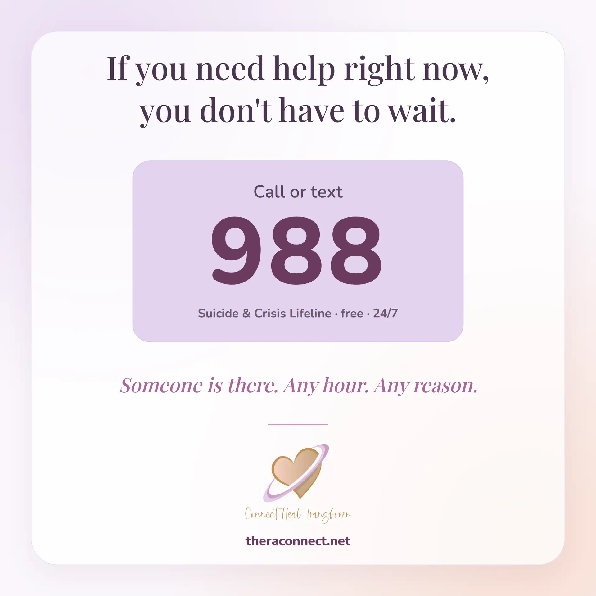 Find A Therapist Online Call or text 988 for the Suicide & Crisis Lifeline
