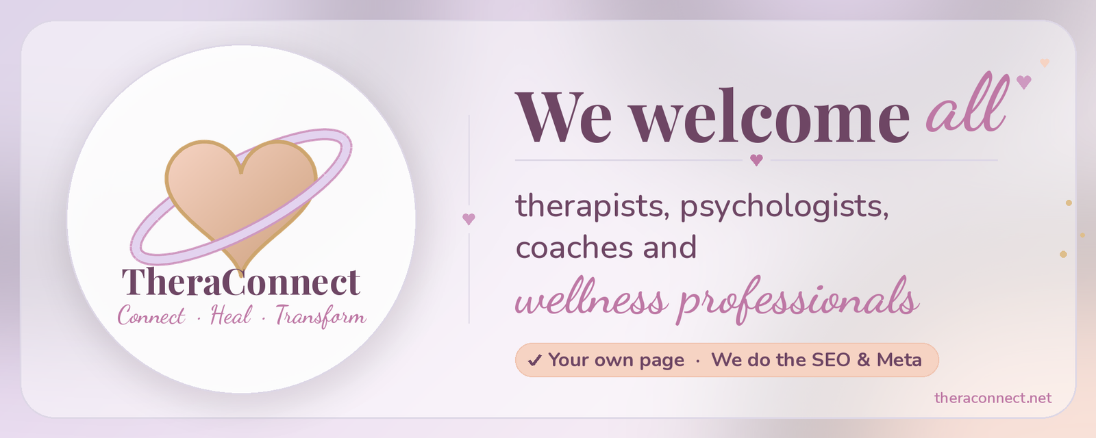 Find A Therapist Online TheraConnect Welcome Banner